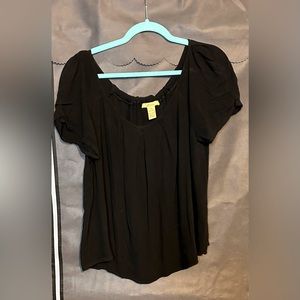 🩵4 items for $30- Finesse black blouse layered sleeve detail, tie back #0777